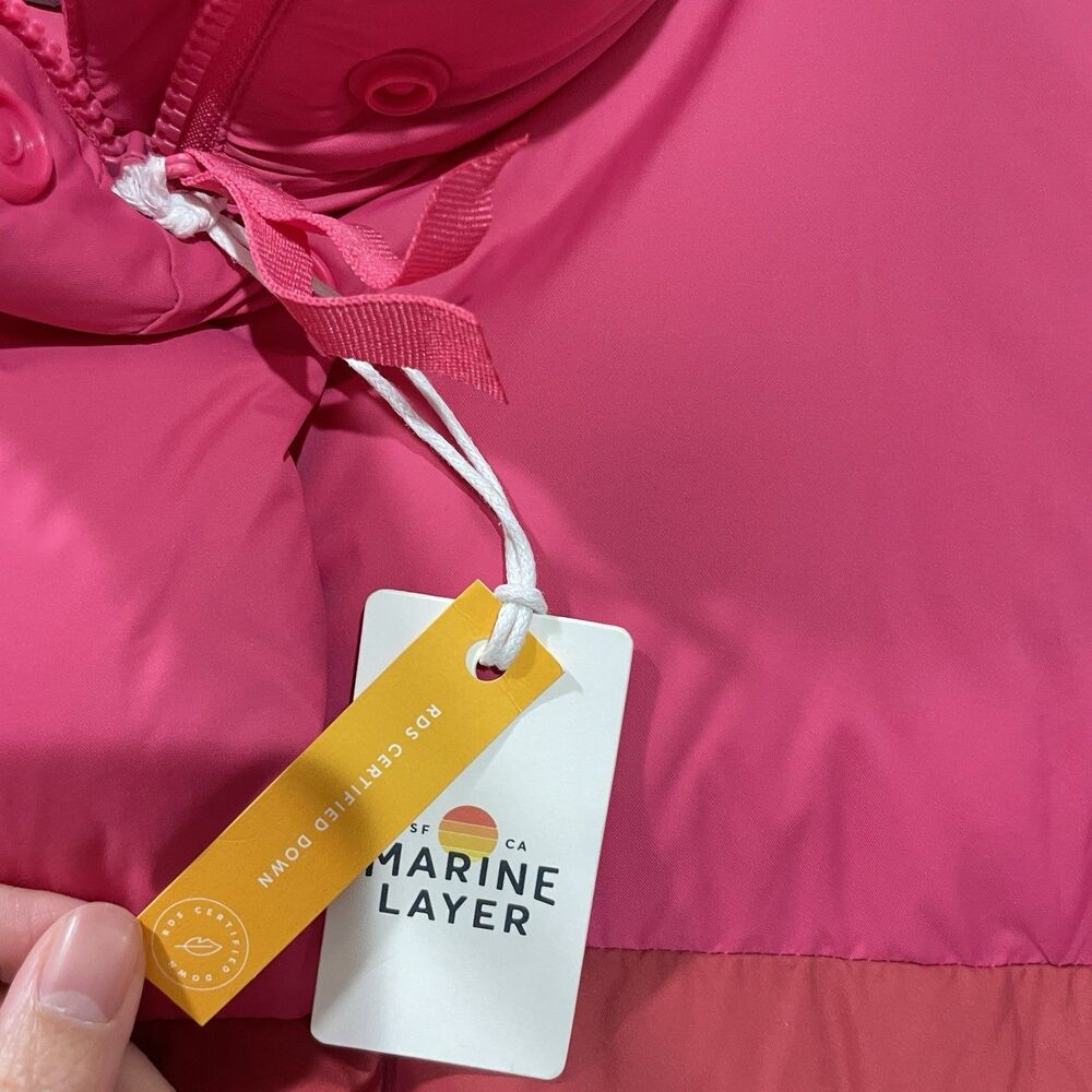 Marine Layer Gia Crop Puffer Jacket  Women's Size Large Colorblock Warm NEW - Picture 2 of 8